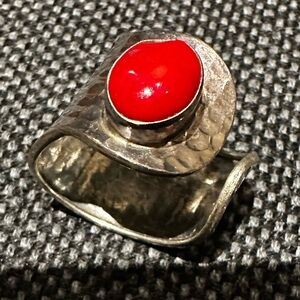 Silver Ring with Red Stone